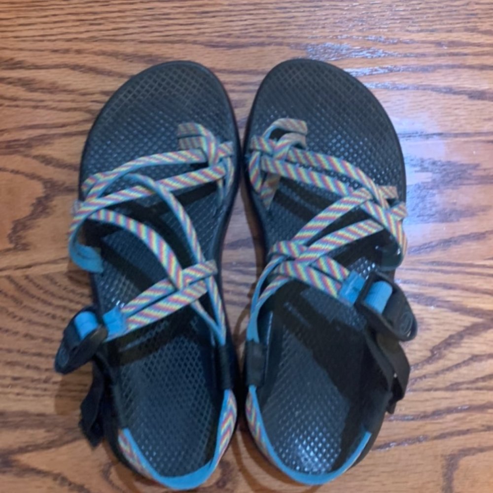 Chaco Rainbow Fiesta Hiking Sandals Double Strap Toe Loop Size 9